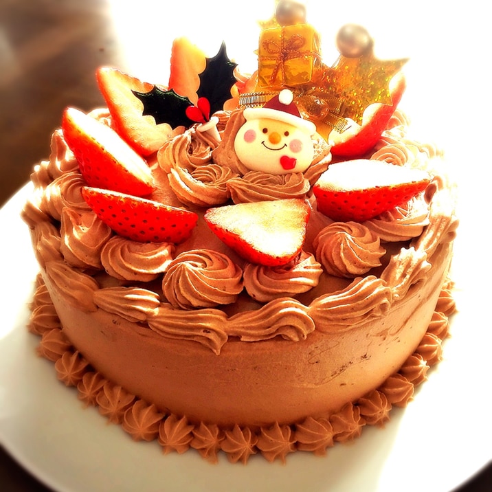 シフォン風ココアスポンジ チョコのクリスマスケーキ レシピ 作り方 By Megrhythm0503 楽天レシピ